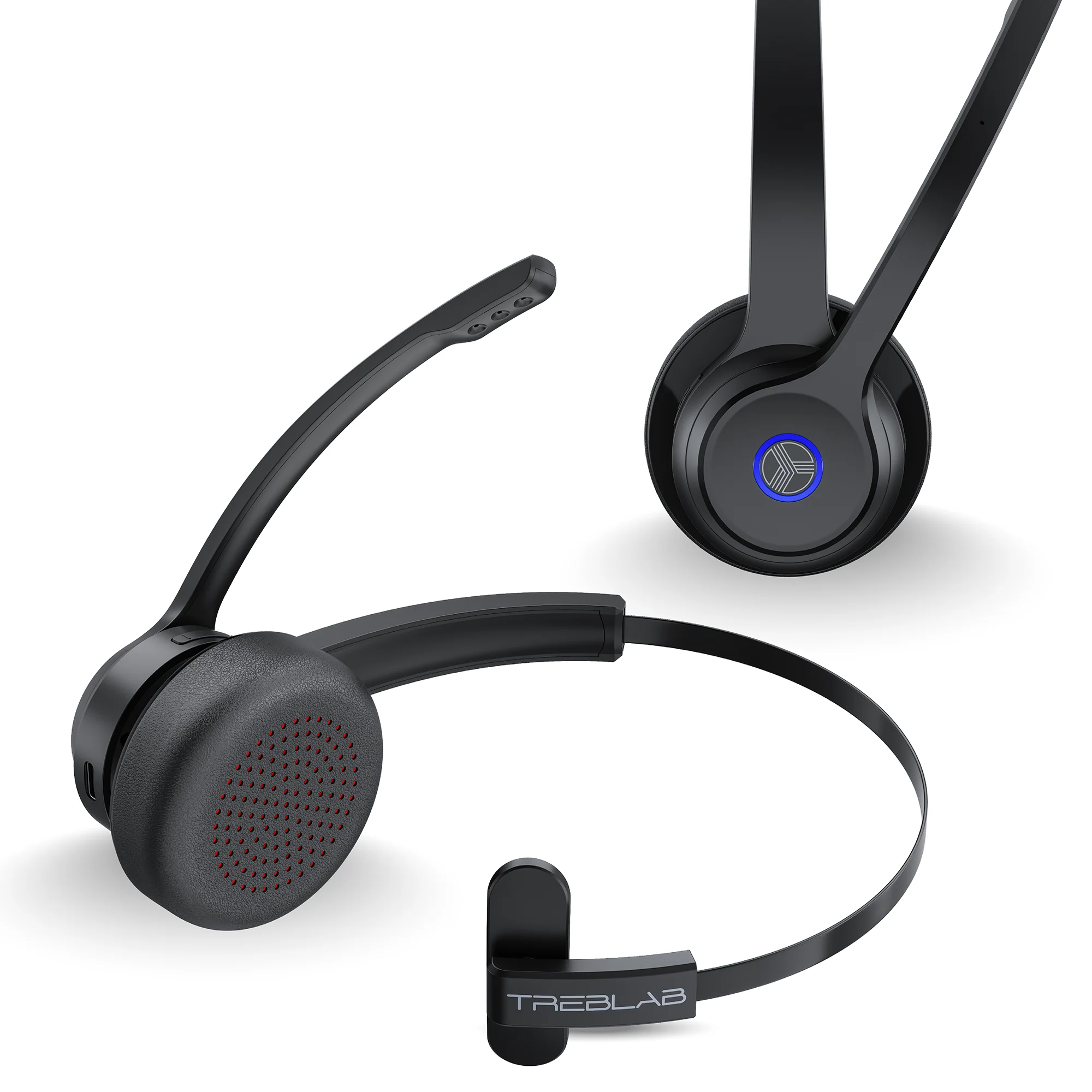 TREBLAB C7 - Single Ear Bluetooth Headset with Mic. Bluetooth 5.4. 60H | Type-C Fast Charging. IPX4 Waterproof. Wireless Headset with Mic for Trucker. Work. Calls. Home Office